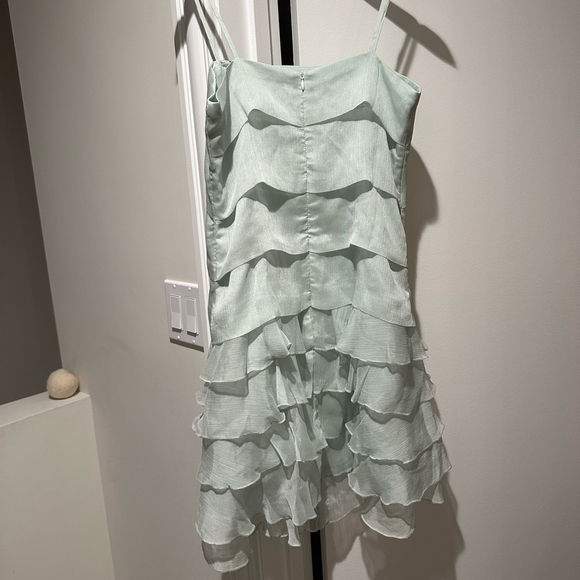 Light Blue Mint Ruffle Mini Dress - Picture 9 of 9
